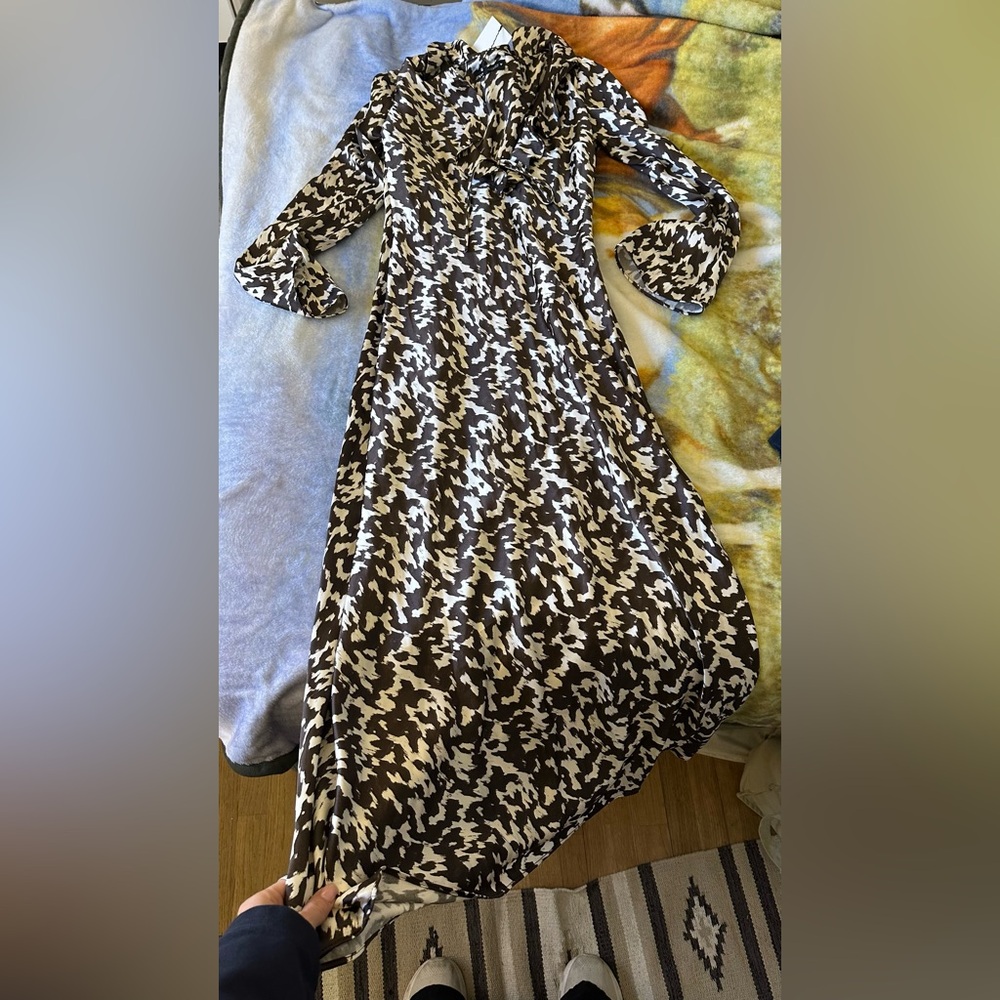 Zara long silk animal print dress